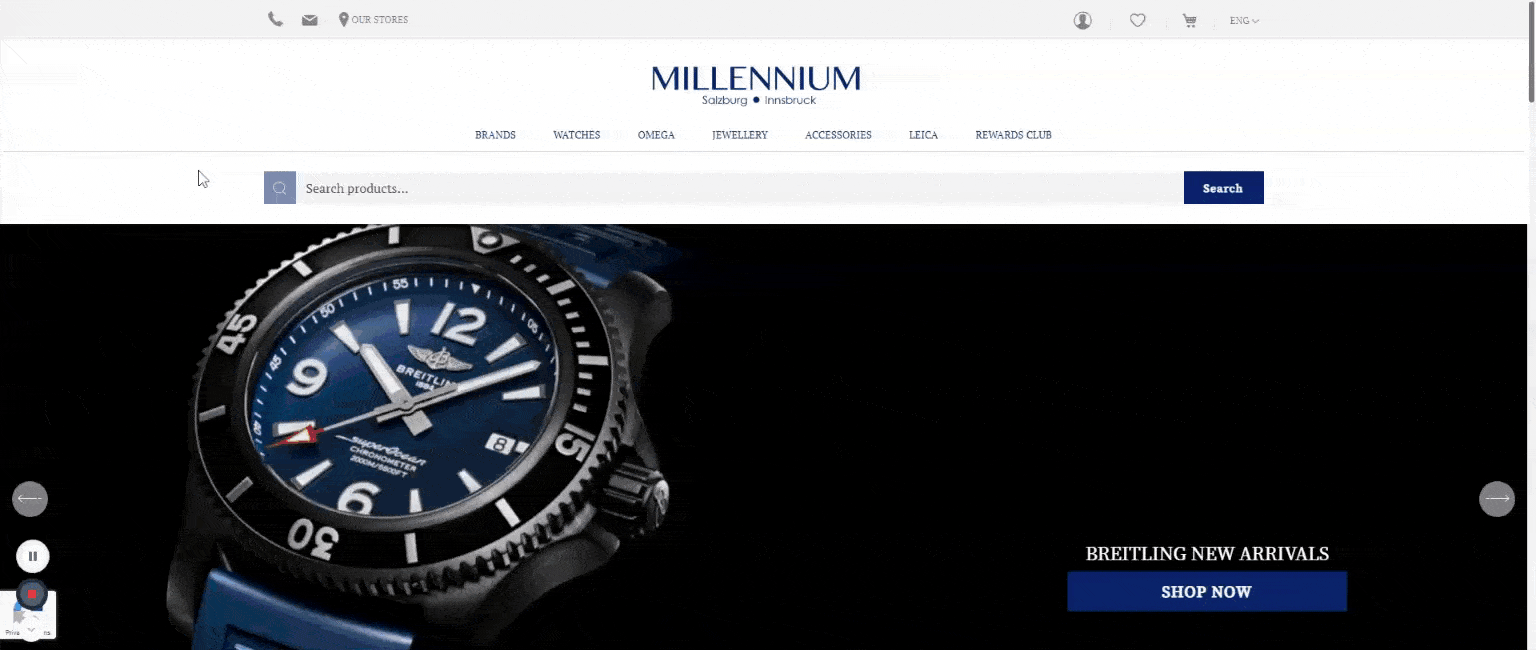 Example of a Magento custom theme - Millenium website