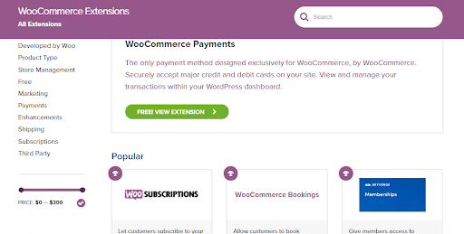 WooCommerce Extensions Marketplace