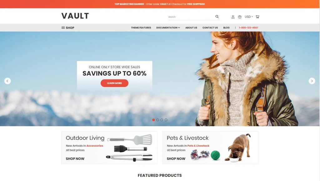 Vault Bright, one of the best bigcommerce shopping themes